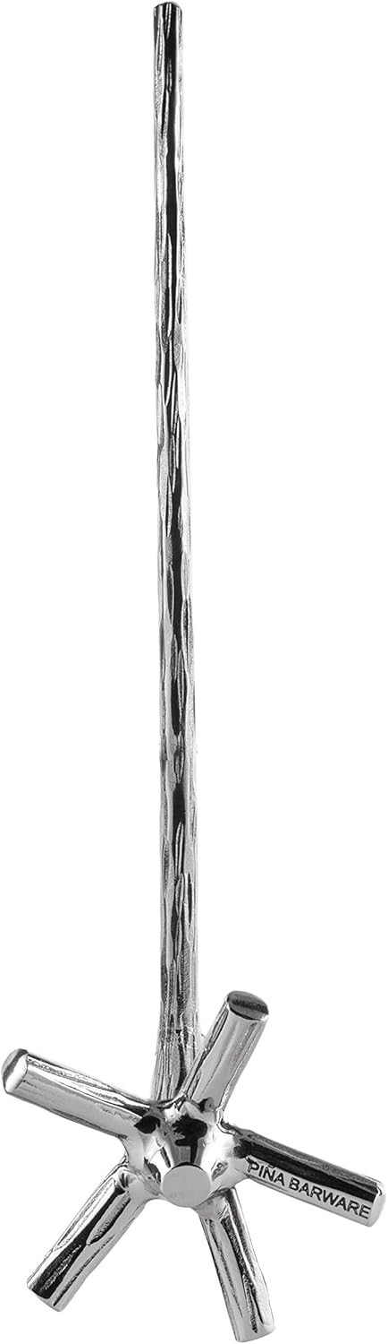 Piña Barware Swizzle Stick Stirrer - Stainless Steel with Handmade Wood-Grain Finish (Regular Width, One Swizzle Stick)