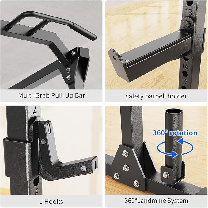 Power Rack Power Cages Multi-Function Squat Rack with Cable Crossover System Selectable More Training Attachment Weight Cage for Garage Home Gym