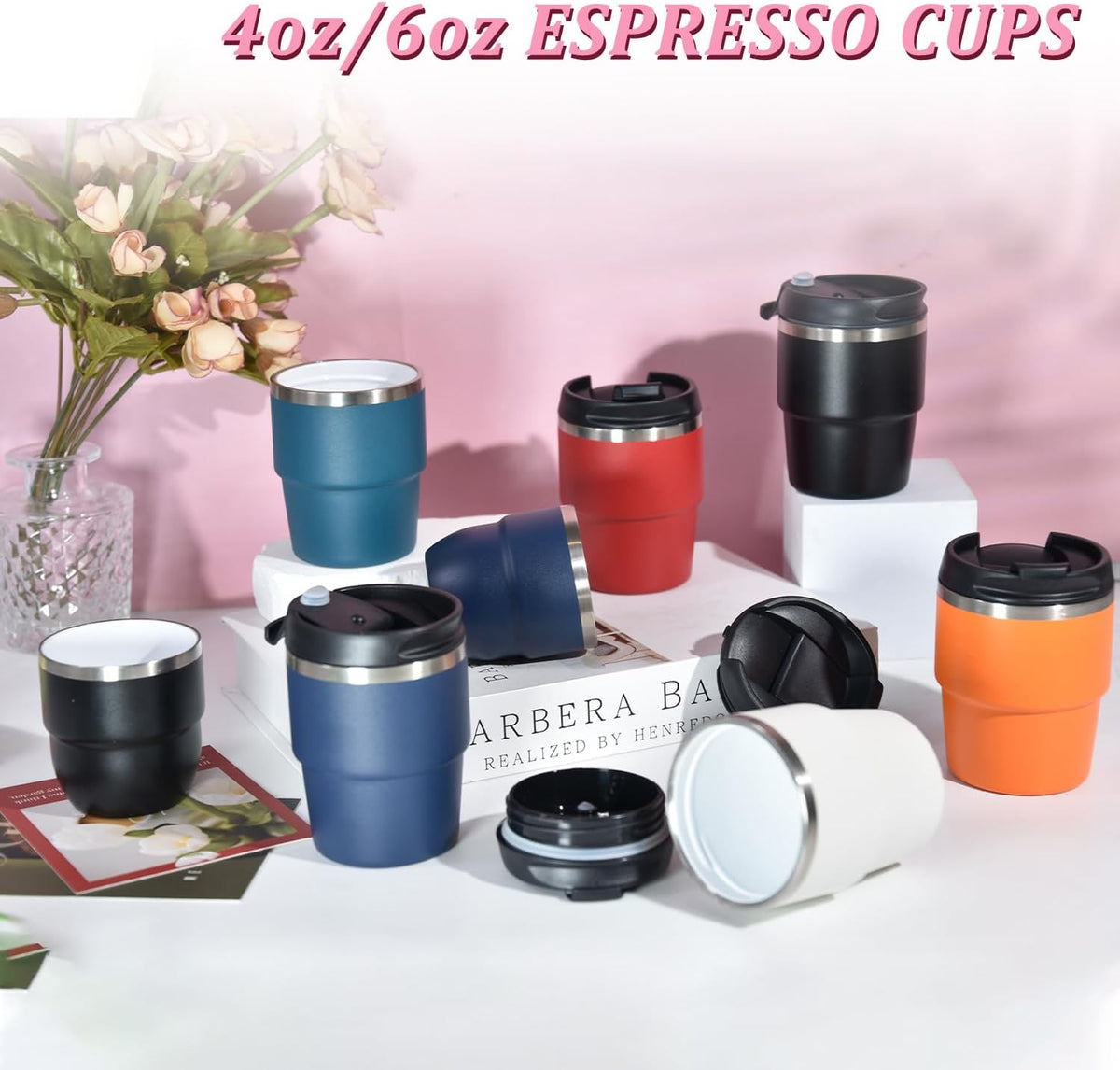 4oz Espresso Cups, Insulated Espresso Cups Set of 2, Expresso Shots Cup, Stainless Steel Shot Glasses for Coffee, Portable Espresso Travel Mug for Camping