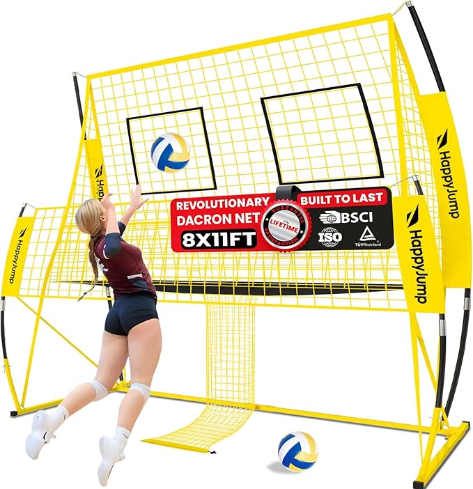 Adjustable Volleyball Training Net Equipment System 8x11 FT with Volleyball Practice for Adult Backyard Indoor Outdoor