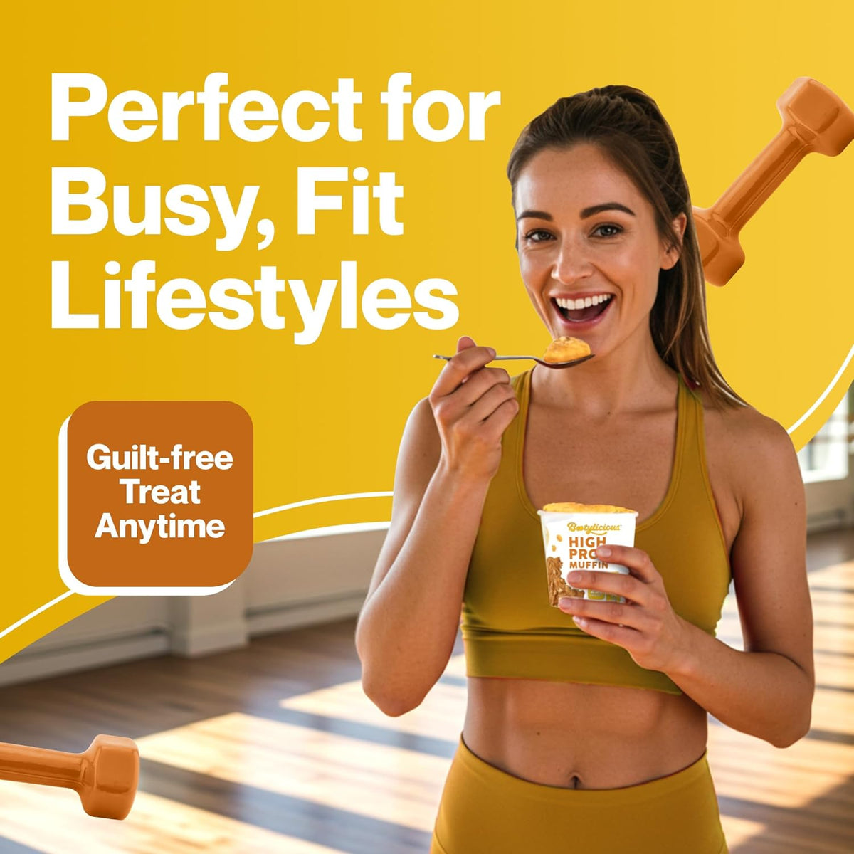 Bootylicious | High-Protein Muffin | 25g Protein, 7g Net Carbs, 2.32-2.75oz Cup, 12-Pack (Banana Peanut Butter)