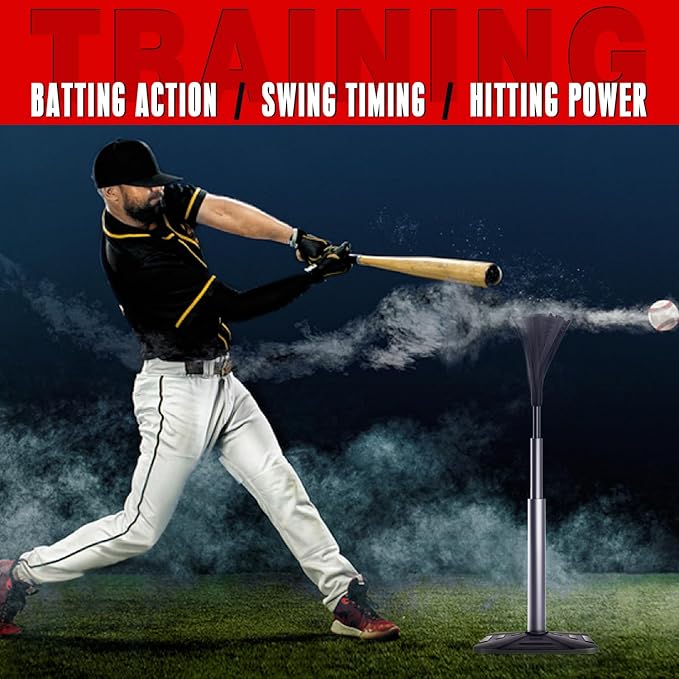 4-Prongs Ball Rest Batting Tee for Baseball and Softball， 23" to 44" Adjustable Baseball Tees for Hitting，Heave Duty Base Baseball Tee （No Included The Baseball）