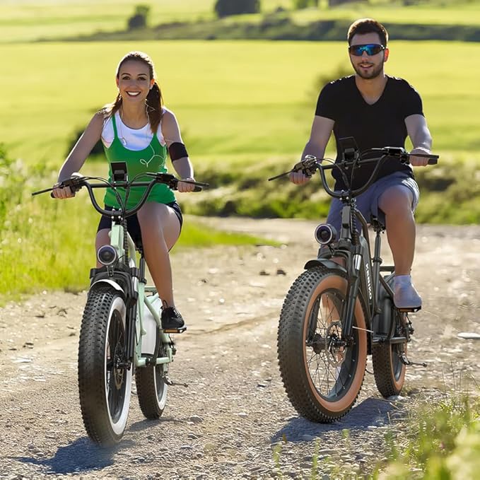 2 Seater Electric Bike, 48V 20AH(𝟗𝟔𝟎𝐖𝐇) Large Removable Battery, 𝟏𝟑𝟎𝟎𝐖 Peak Motor, 20"x 4.0" Fat Tire Ebike for Adults, 80+Miles Max,30+MPH, City Couple E Bike for All Terrain