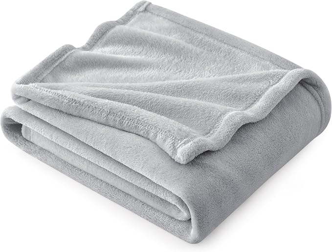 Bedsure Fleece Throw Blanket - Light Grey Lightweight Blankets for Sofa, Couch, Bed, Camping, Travel - Super Soft Cozy Microfiber Throws, 50x60 inches