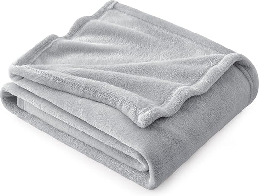 Bedsure Fleece Throw Blanket - Light Grey Lightweight Blankets for Sofa, Couch, Bed, Camping, Travel - Super Soft Cozy Microfiber Throws, 50x60 inches