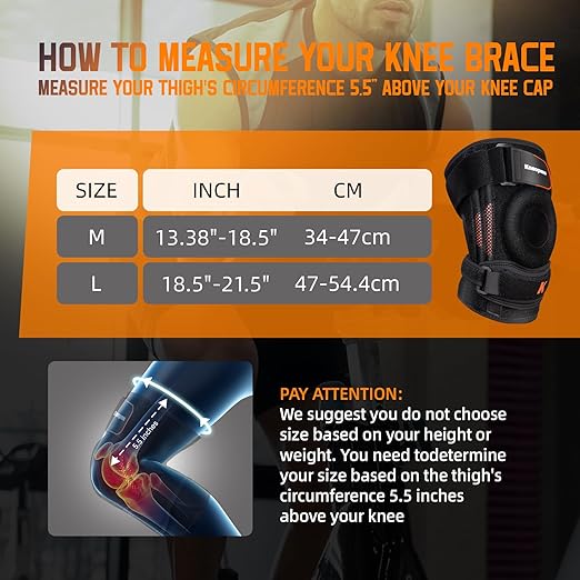 2-in-1 Professional Knee Brace for Pain Relief,Adjustable Knee Support with Patella Pad & Side Stabilizers, Compression Knee Sleeve for Meniscus Tear, ACL, Joint Pain, Runner, Workout-Men & Women