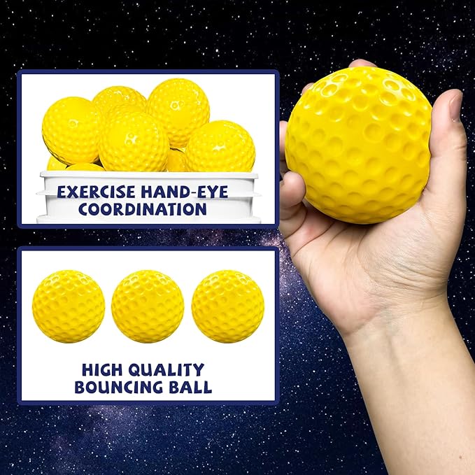 Bucket Pitching Machine Baseballs 24/36 Pack - 60 MPH High Bouncy Yellow Dimpled Practice Balls | Lightweight & Durable for Batting/Fielding Training | Indoor/Outdoor All Ages