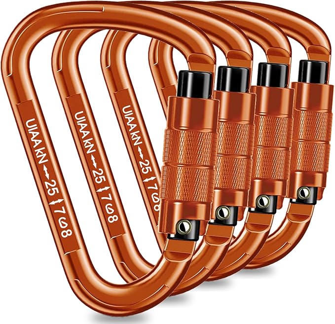 Auto Locking Carabiner Heavy Duty Carabiner 25kN UIAA Certified Climbing Carabiner Climbing Equipment Safety Carabiners for Rappelling, Hammocks, Rescue, Dog Leash, Swing
