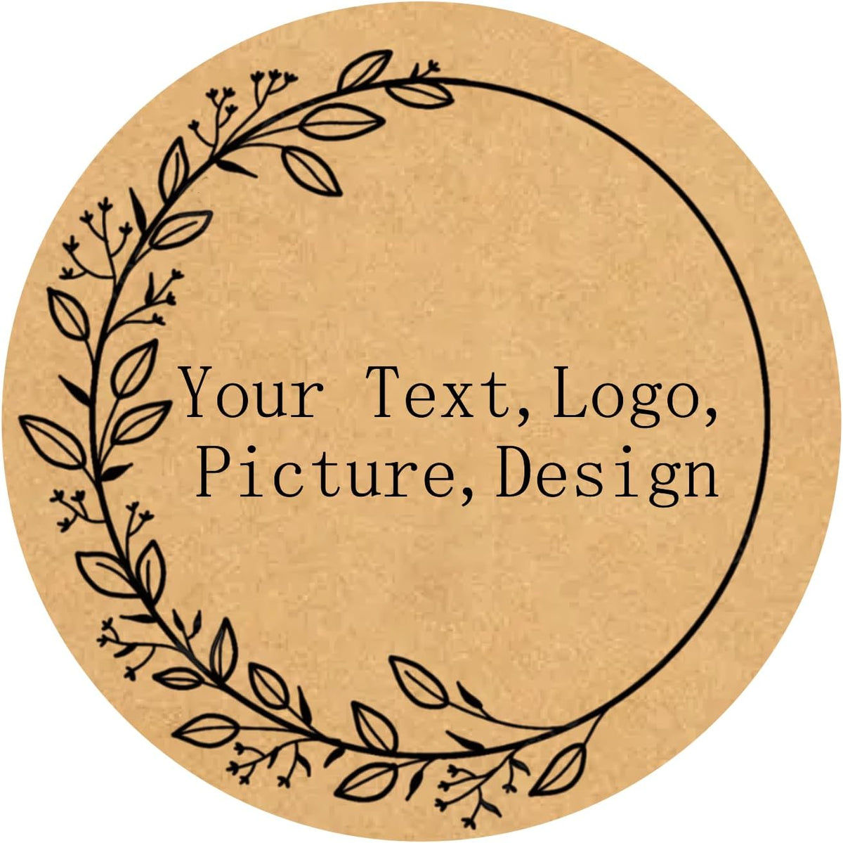 Custom Stickers Kraft Paper Labels Personalized Withe Text, Business Logo Customized Food Jars Labels Bakery Label Sticker Package Favor Canning Circle 100pcs (Style 12)
