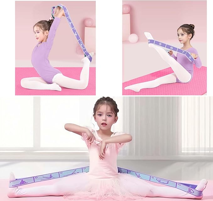 2pcs Stretch Strap for Kids,Elastic Yoga Stretching Strap with Loops, Multi-Loop Adjustable Exercise Stretching Bands，Stretching Resistance Ballet Bands for Dance, Latin, Gymnastics Exercis -8Loops