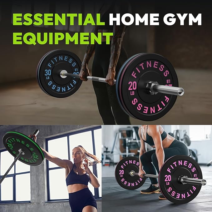 Bumper Plates 2 - Inch Olympic Weight Plate Set for Barbell, 10-55 lb Rubber Weights Sets for Home Gym, Strength Training Plate, Weight Lifting, Black