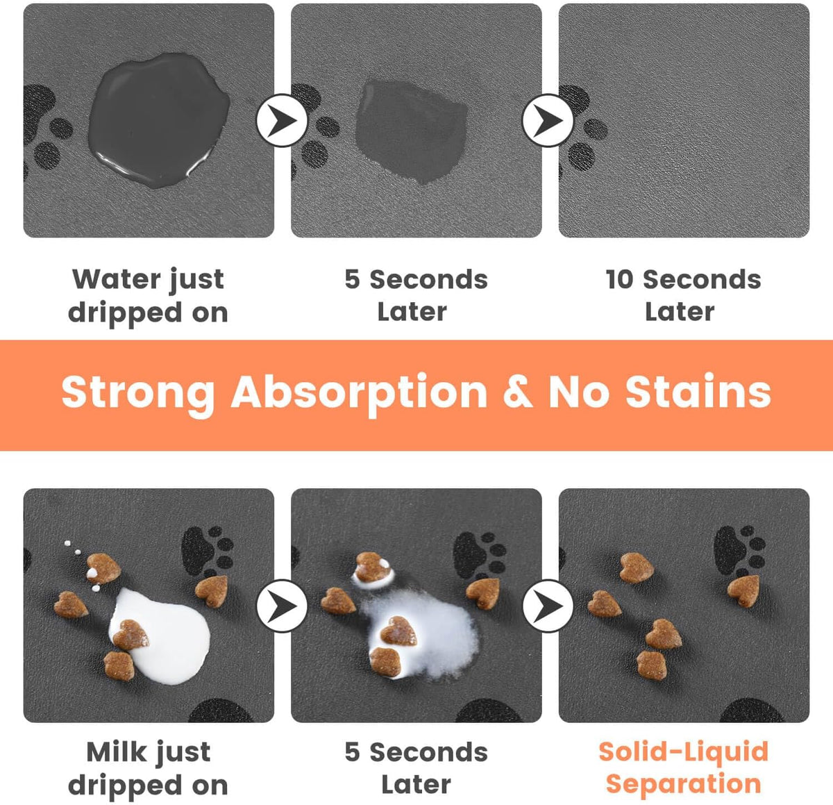 Pet Feeding Mat-Absorbent Pet Placemat for Food and Water Bowl, with Waterproof Rubber Backing, Quick Dry Water Dispenser Mat for Dog and Cat (17"x27", Bones)