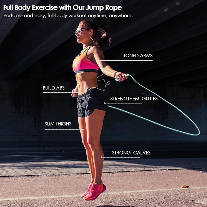 2 Pack Jump Rope for Fitness, Speed Rope Skipping Rope for Men, Kids and Women, Jumping Rope for Workout, Tangle-Free PVC Long Jump Rope Set, Adjustable Exercise Jumping Rope Boxing for Adult