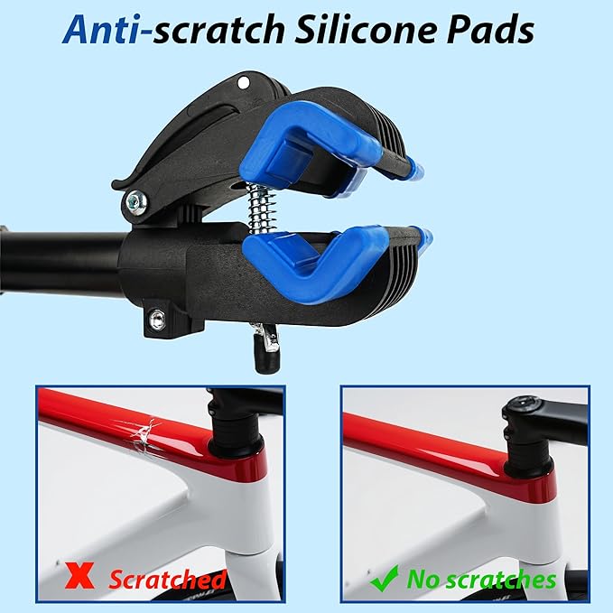 Bike Work Stand – Heavy-Duty Floor Mounted Bicycle Repair Rack with Adjustable Clamp – Rotatable Bike Maintenance Stand for Home & Garage Use