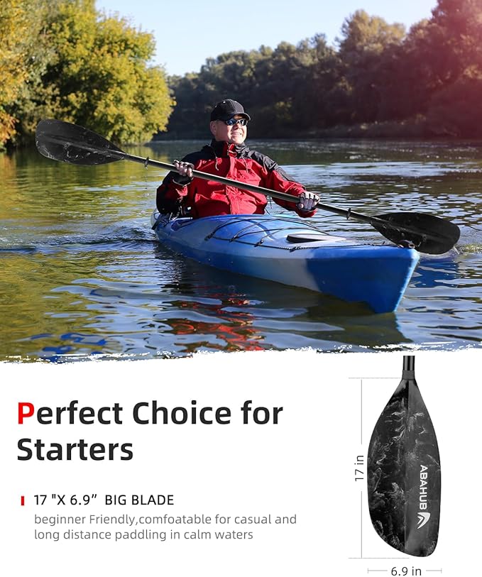 Abahub Adjustable Kayak Paddle 210-230 cm/ 230-250 cm Floating Kayaking Oars Boating Oars Canoeing Oars Black