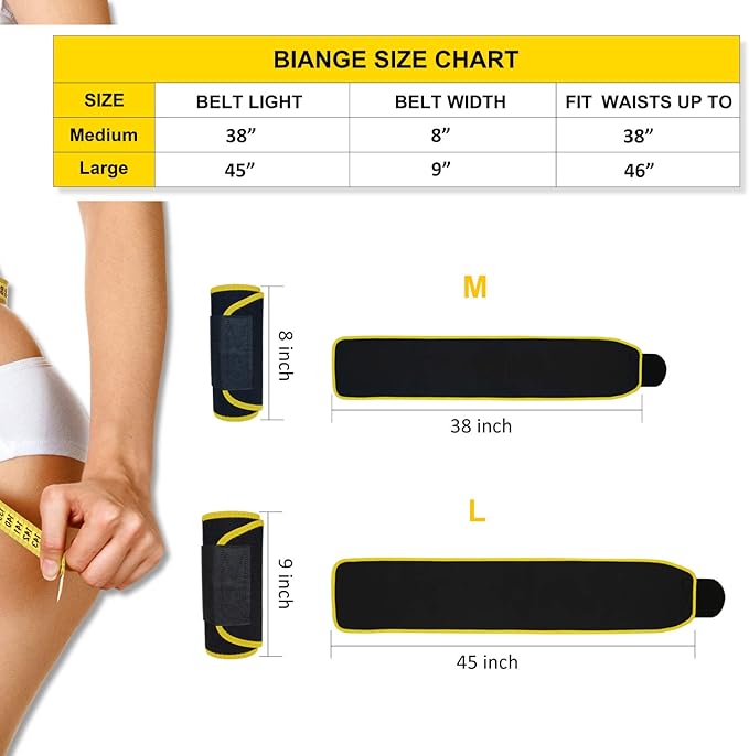 Biange Waist Trainer for Women Men Sweat Belt Waist Trimmer Belly Band Stomach Wraps