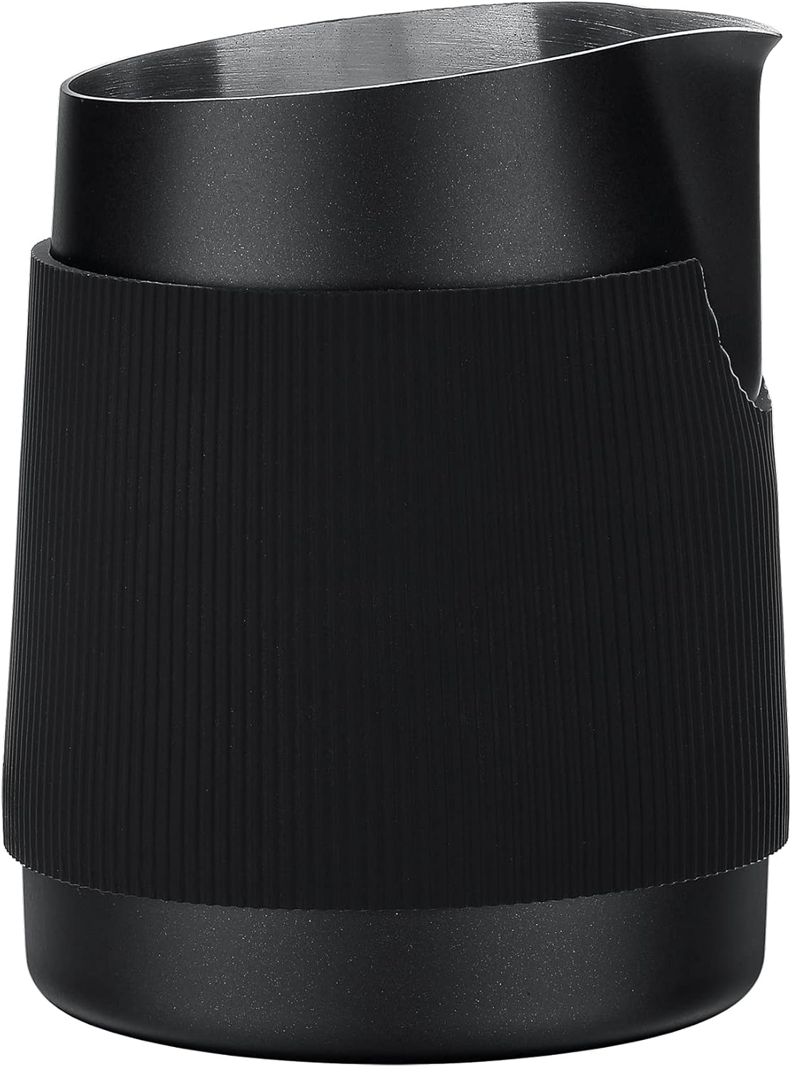 Normcore Handleless Milk Frothing Jug, Milk Pitcher 15.2 oz, Milk Frother Steamer Cup Stainless Steel Espresso Cup, Sharp Spout, Black, 450 ml