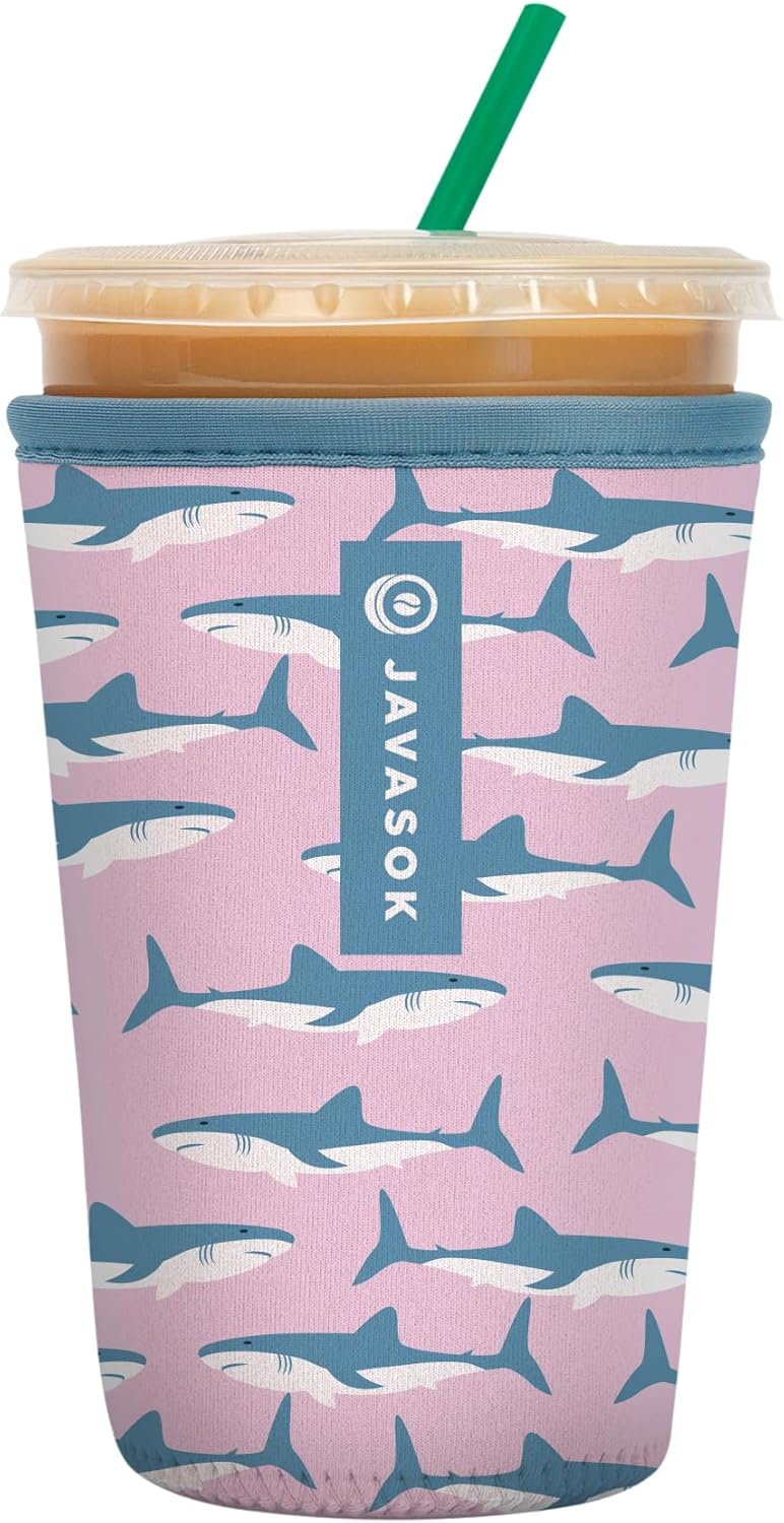 Sok It JavaSok Iced Coffee & Cold Soda Insulated Neoprene Cup Sleeve (Fin-tastic, Medium: 22-28oz)