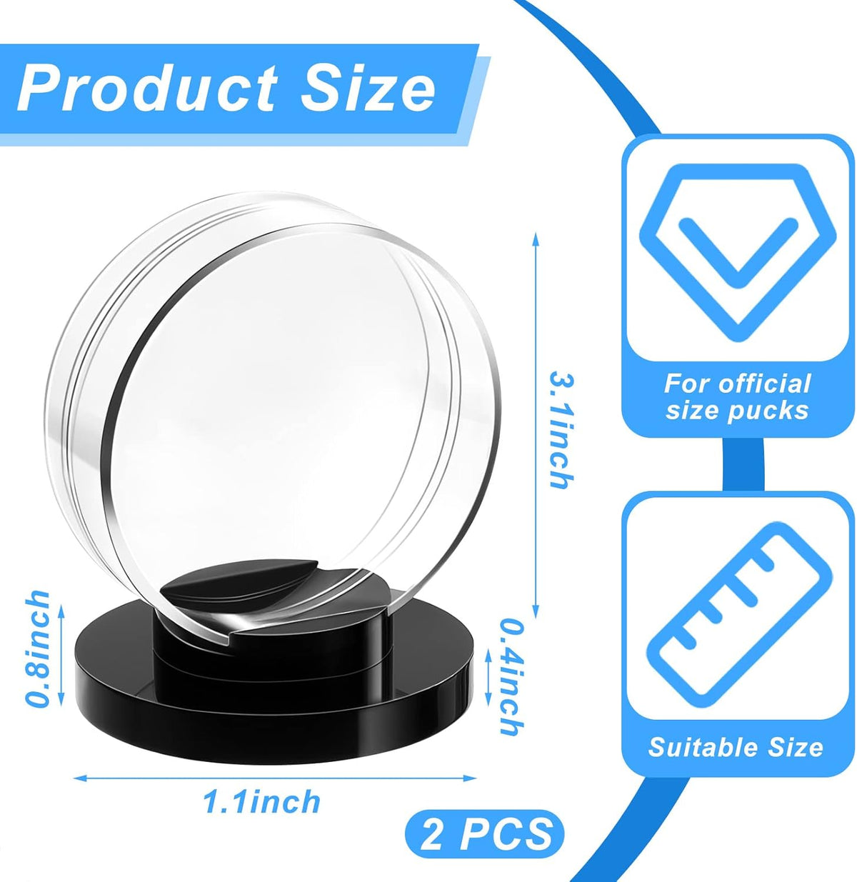 Taiyin Clear Shell Black Base Puck Holder Acrylic Hockey Puck Display Case Hockey Display Stand