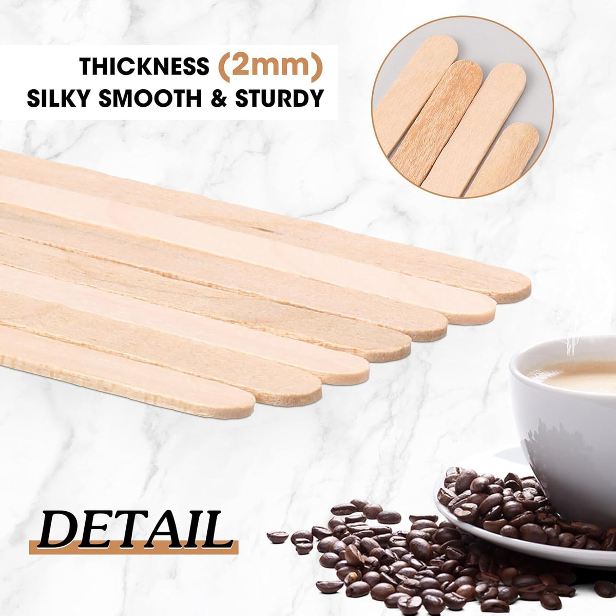 Meanplan 4000 Pack Birch Wood Coffee Stir Sticks 5.5 Inch Disposable Wooden Coffee Stirrers Bulk Long Tea Stirring Stick Round End Swizzle Beverage Mixer for Cocktail Hot Chocolate Drink Summer