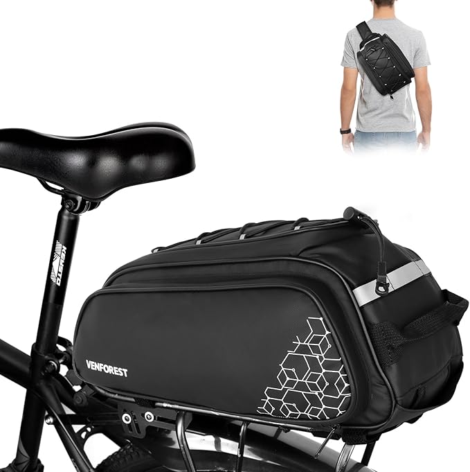 Bike Rear Rack Bag,20L PVC Waterproof Bike Trunk Bag for Road and Mountain Bikes,Multifunctional Bicycle Rear Seat Bag with Rain Cover Bike Saddle Bag for Cycling Trip (Black)