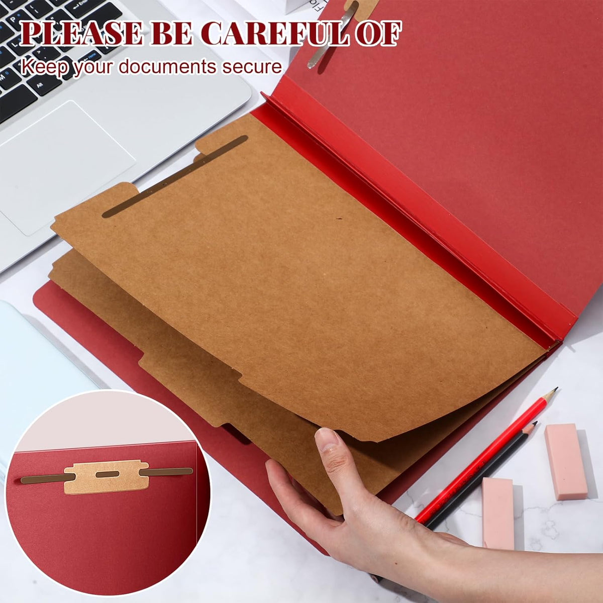 36 Pcs Classification Folders Letter Size, 2 Divider Pressboard File Folders with 3. 5 Inch Expansion, 2 Prongs Fastener, Heavy Duty Office File Organizers for Teachers, Medical (Dark Red)