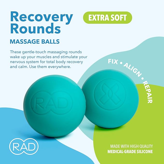 RAD Recovery Rounds - Extra Soft Yoga Deep Tissue Massage Ball Set – Myofascial Release Balls for Feet, Back, Neck, Legs & Arms – Trigger Point & Mobility Therapy (2-Pack)