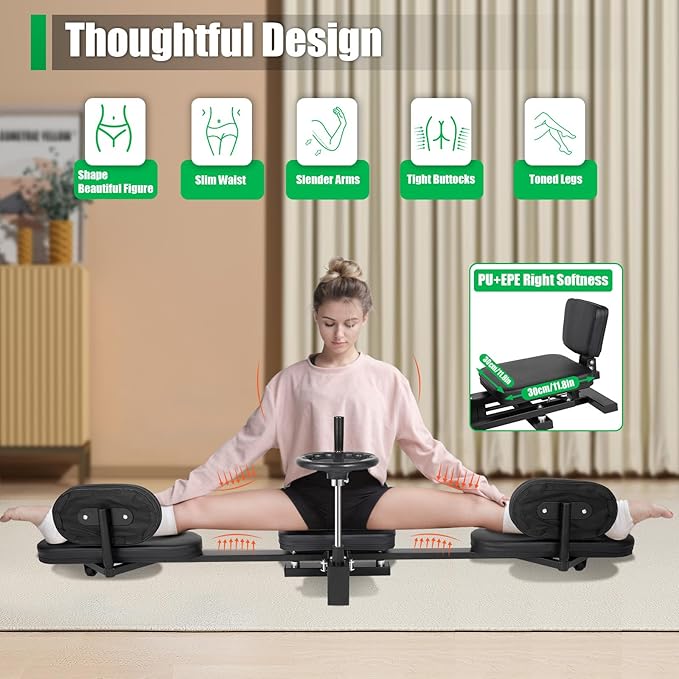 Black Leg Stretcher, 220.46lbs Splits Machine for Flexibility Kids Adults, Leg Split Stretcher Machine, Heavy Duty Steel Frame Leg Stretching Training Machine for Home Yoga Dance Gym Fitness