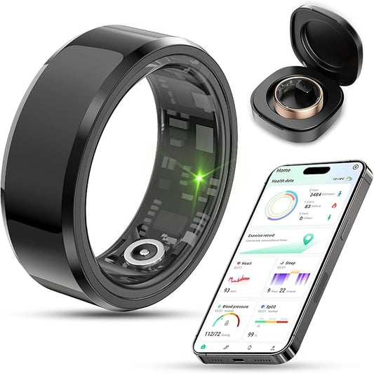 2025 Upgrade Smart Ring Health Tracker for Men Women - IP68 Waterproof Fitness Ring with Sleep Tracker/Heart Rate/Blood Oxygen/Steps/Distance/Calories, Air Shutter, Charging case Up to 7-Day
