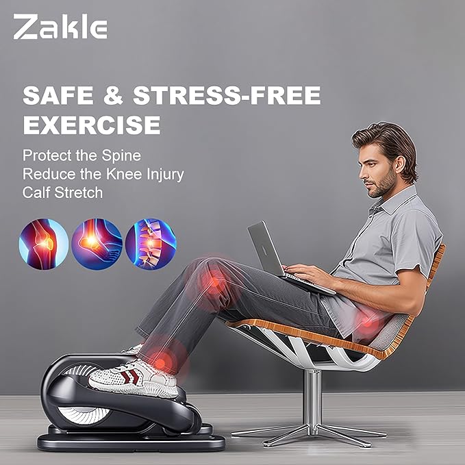 Zakle Ellipse Leg Exerciser as Seen on Tv for Seniors, Electric Under Desk Elliptical Machine w/Remote & 12 Speeds Level, Manual & Auto Mode, Quiet Seated Pedal Exerciser for Home Office