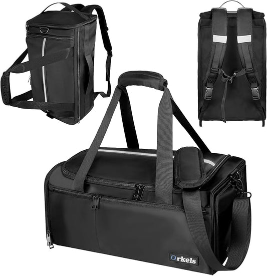 ORKELS Gym Bag with Shoe Compartment, 29L Sports Duffle Bag for Men and Women, Travel Backpack with Wet Pocket, Tear-Resistant Overnight Bag for Fitness, Workout, and Travel