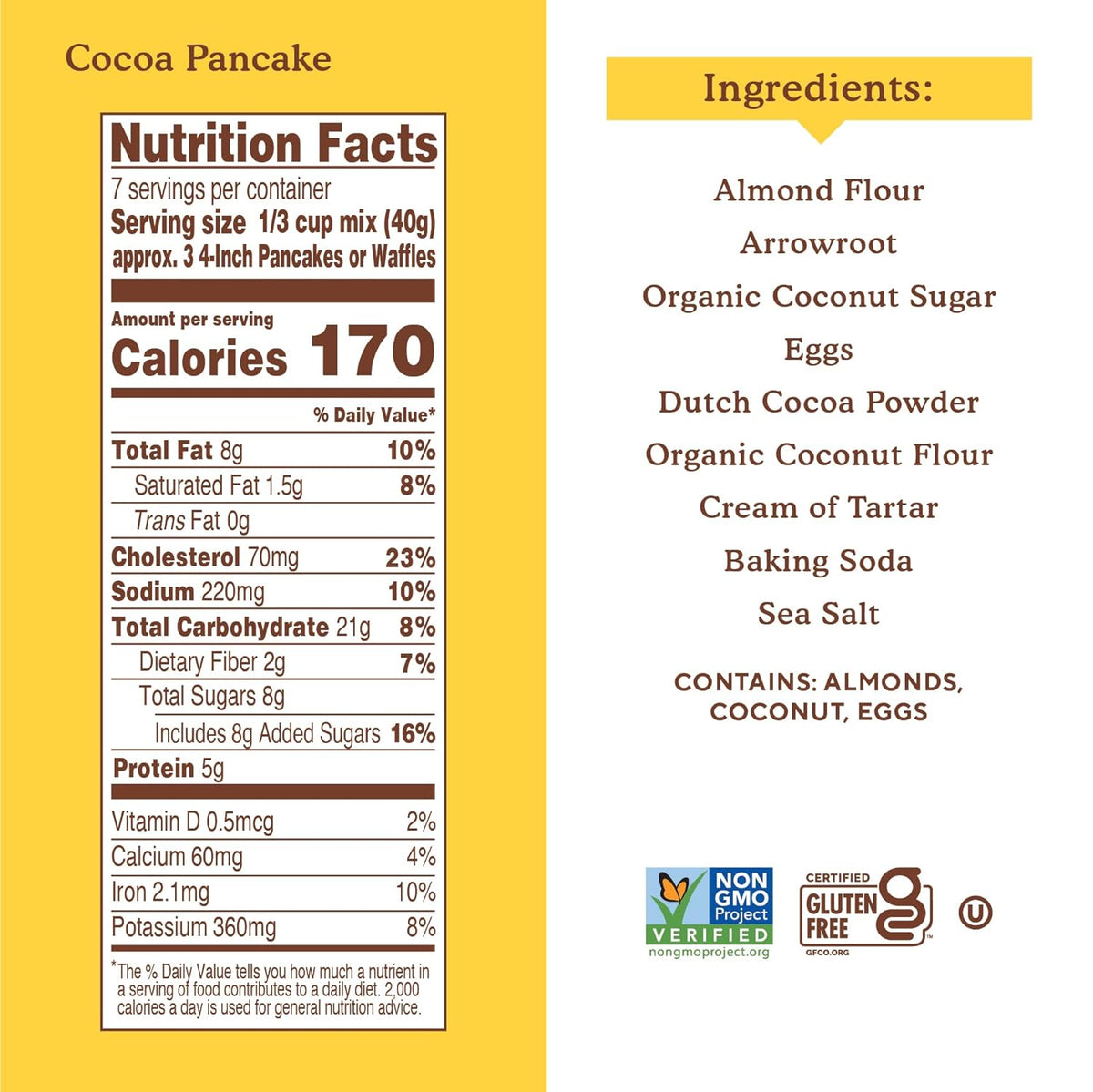 Simple Mills Cocoa Pancake and Waffle Mix, Just add Water, Gluten Free, Paleo Friendly, Breakfast, 10 oz (3 pack)