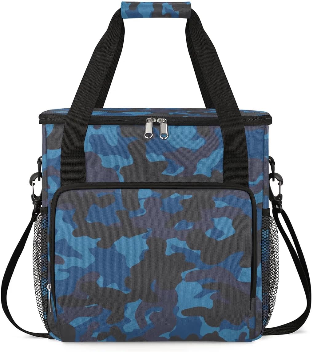 Camouflage Basket Coffee Maker Carring Bag Travel Carrying Storage Tote Bag Compatible with Keurig K-Mini or K-Mini Plus Portable Single Serve Coffee Brewer Case with Pockets for K-cup Pods