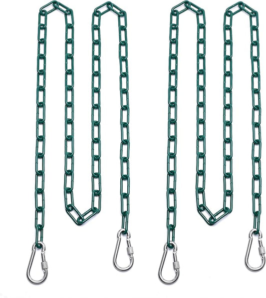 2 Swing Chains Heavy Duty (63") Fully Plastic Coated with 4 Free Quick Links Anti-Rust Iron Link Chains for Playground Kids Tree Swing Seat Accessories and Replacement
