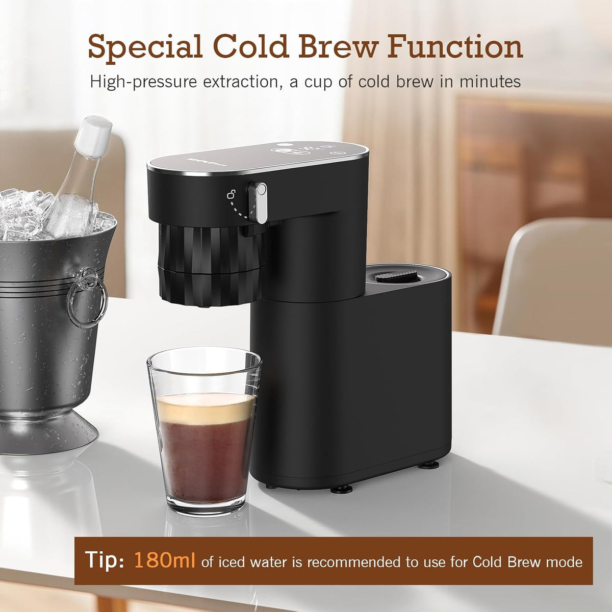 SIMPLETASTE Espresso Machine 20 Bar, Portable Multifunction Coffee Maker with Hot and Cold Brew, Dual Power Options, 6.1oz Water Tank, Single Serve Brewer for Travel, Camping, Office, Home
