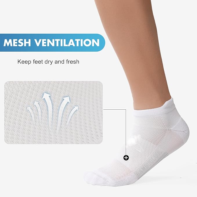 BAMBOO COOL Men's Ankle Socks Athletic Cushioned Moisture Wicking, Running Socks Arch Support Breathable, Heel Tab 8 Pack