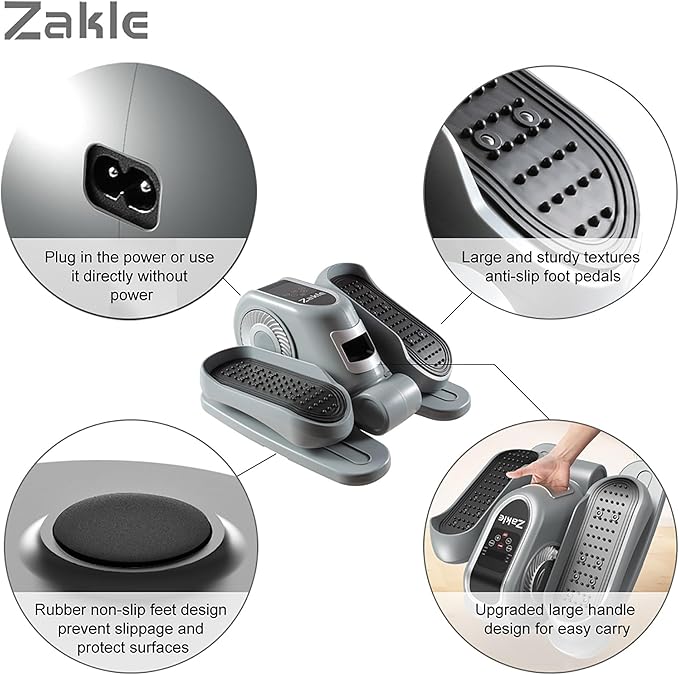Zakle Ellipse Leg Exerciser as Seen on Tv for Seniors, Electric Under Desk Elliptical Machine w/Remote & 12 Speeds Level, Manual & Auto Mode, Quiet Seated Pedal Exerciser for Home Office