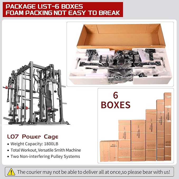 Smith Machine Power Rack Multifunctional Power Cage Deep Squat Rack Cable Crossover System Selectable More Training Attachment for Garage & Home Gym