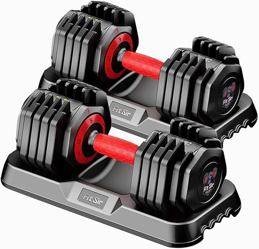 Adjustable Dumbbell Set 25/55/90LBS,10 in 1 Free Weights Dumbbell with Anti-Slip Texture Handle,1 Sec Speed Adjustment Men/Women Gym and Home Strength Training Equipment.