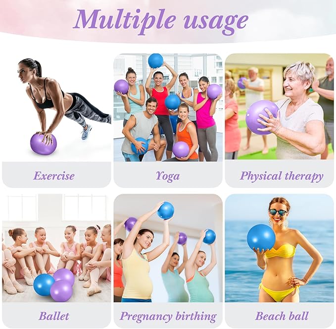 Aoriher 10 Pieces 9 Inch Exercise Pilates Ball Yoga Therapy Core Ball for Yoga Stability Barre Training Stretching Physical Posture Training Gym