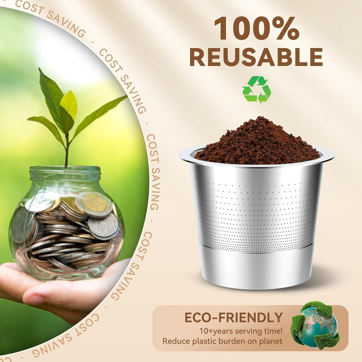 CAPMESSO Reusable Coffee Pods for Keurig 1.0: Stainless Steel Refillable K Cup - Reusable Coffee Filter for Keurig 1.0 Coffee Maker, Permanent (4 Reusable k cups for Keurig 1.0)