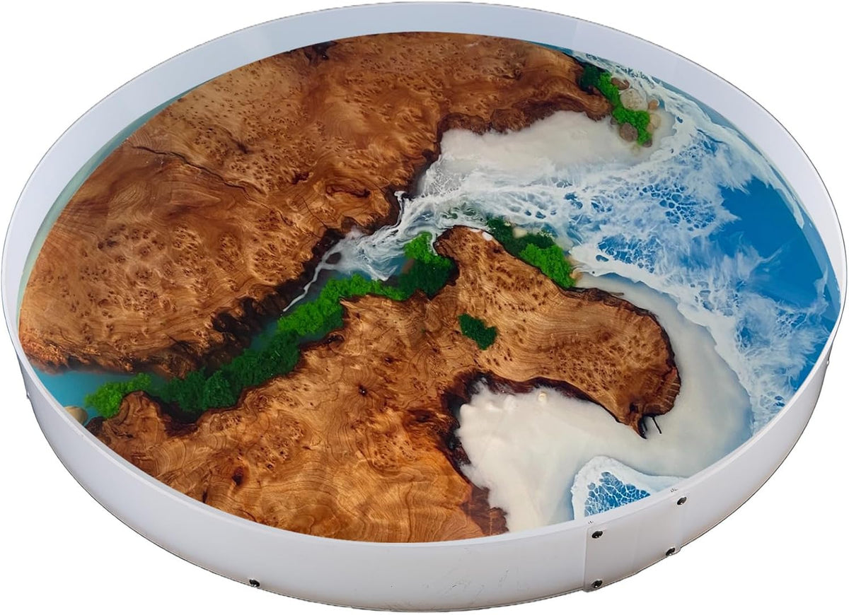 Resin Mold Large Round Deep -Kalinta 42inch Reusable Epoxy Round Molds for Resin Clock, Serving Tray Board, End Table，Floral Preservation Bouquet