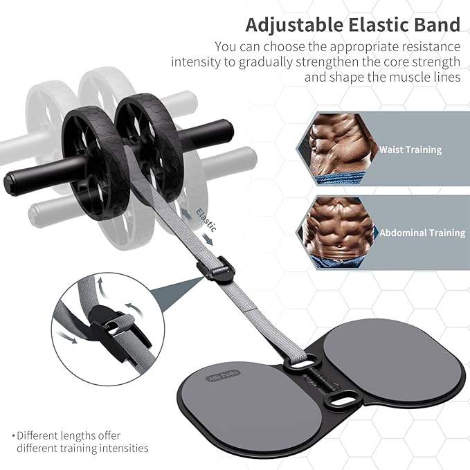 Ally Peaks Ab Roller Wheel with Adjustable Resistance，Automatic Rebound Abs & Core Workout Equipment for Beginners，All Levels & Post-Exhaustion Detachable Strength Training with Knee Pad.Ab wheel roller for men women