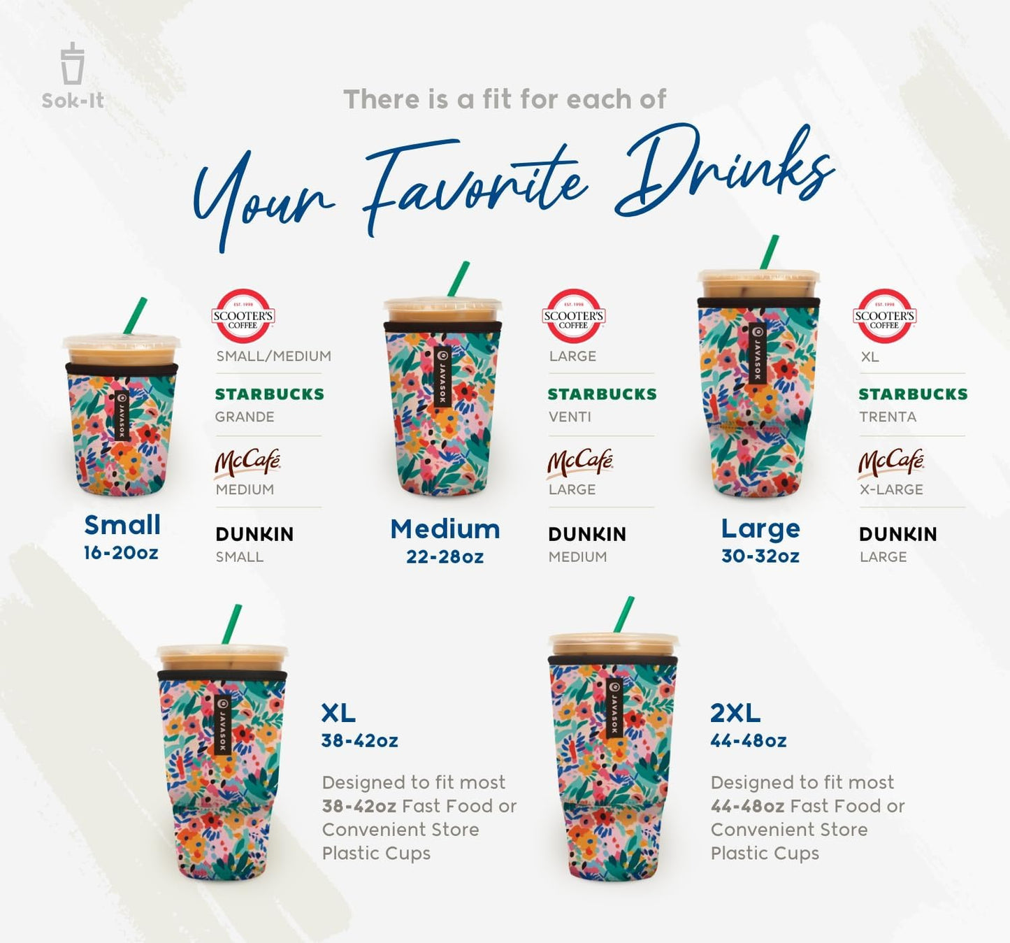 Sok It JavaSok Iced Coffee & Cold Soda Insulated Neoprene Cup Sleeve (Stargazer, Large: 30-32oz)