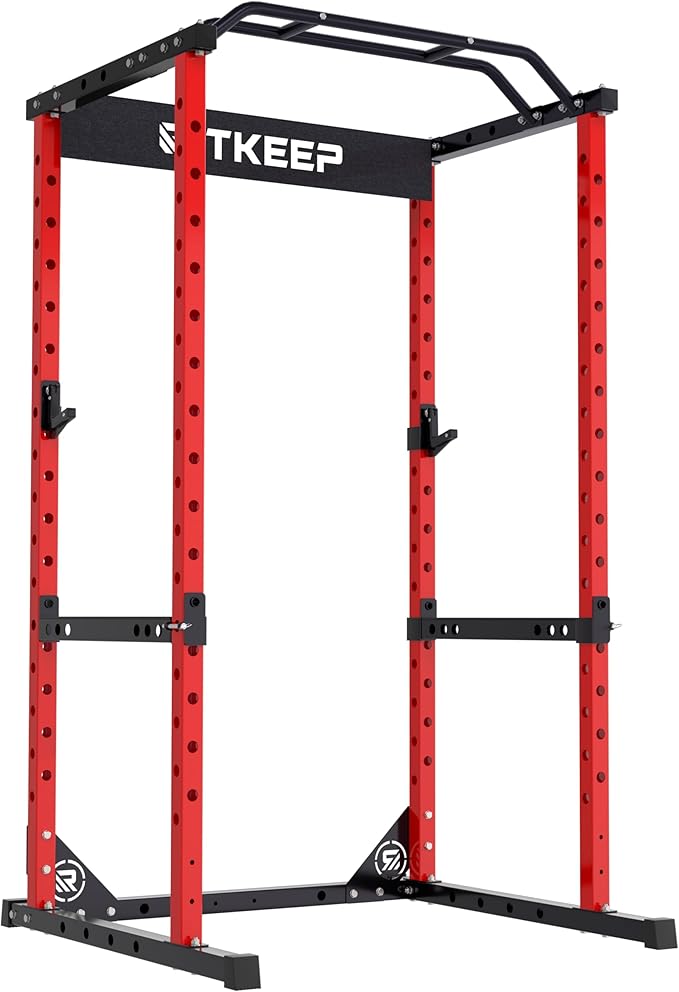 RitKeep Power Rack RMAX 2250 Multi-Function Power Cage for Strength Training - 1200lb Capacity Squat Rack with Multi-Grip Pull-Up Bar, Safety Bars, and J-Hook for Home Gym