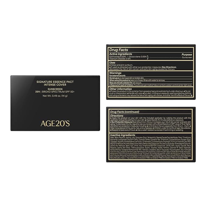 AGE20'S Signature Essence Pact SPF 50+ | Pack of 1 | 28N WALNUT | Cream Foundation, Dewy Finish, Natural Coverage | Korean Cushion Foundation