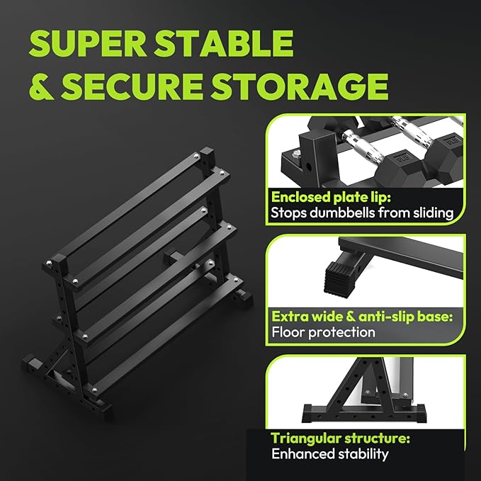 Hex Dumbbell Sets with Rack, 290-670 lb Rubber Encased Exercise & Fitness Dumbbells Set, Hand Weight for Strength Training, Weight Dumbbells