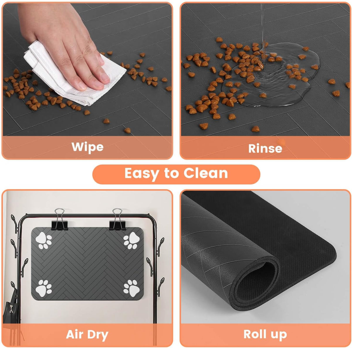 Pet Feeding Mat-Absorbent Pet Placemat for Food and Water Bowl, with Waterproof Rubber Backing, Quick Dry Water Dispenser Mat for Dog and Cat (16"x24", Blue)