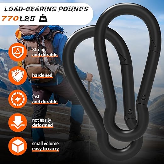 25PCS 4" Hevy Duty Carabiner Clips,M10 Spring Snap Hooks Large Carabiners Galvanized Steel Qiuck Link Clip 770LBS Holding Capacity Keychain Buckle for Outdoor Hiking Camping hammocks Dog leashes