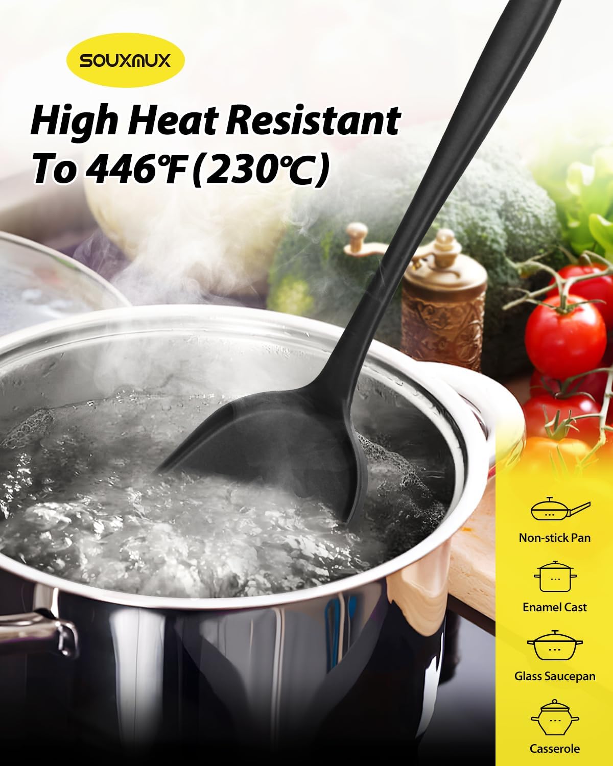 4 Pcs Silicone Kitchen Utensils Set, Wok Spatulas-Slotted Turner-Cooking Spoon-Slotted Spoon, Nonstick BPA Free High Heat Resistant Cooking Utensils for Frying, Mixing, Serving, Draining, Stirring